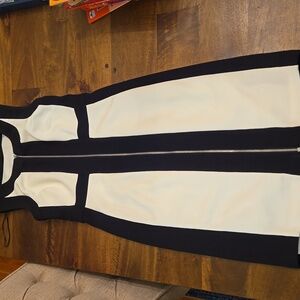 Ricki's black and cream color block zipper front ladies sheath dress